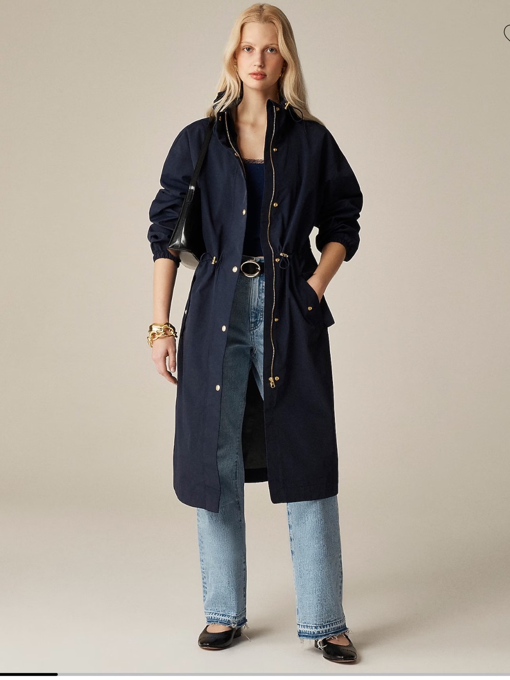 J. Crew Perfect Raincoat. Size M. Navy. NWT